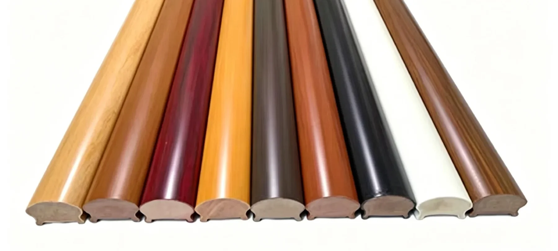 pvc handrails dual-side wrap profiles color swatch samples for glass railings