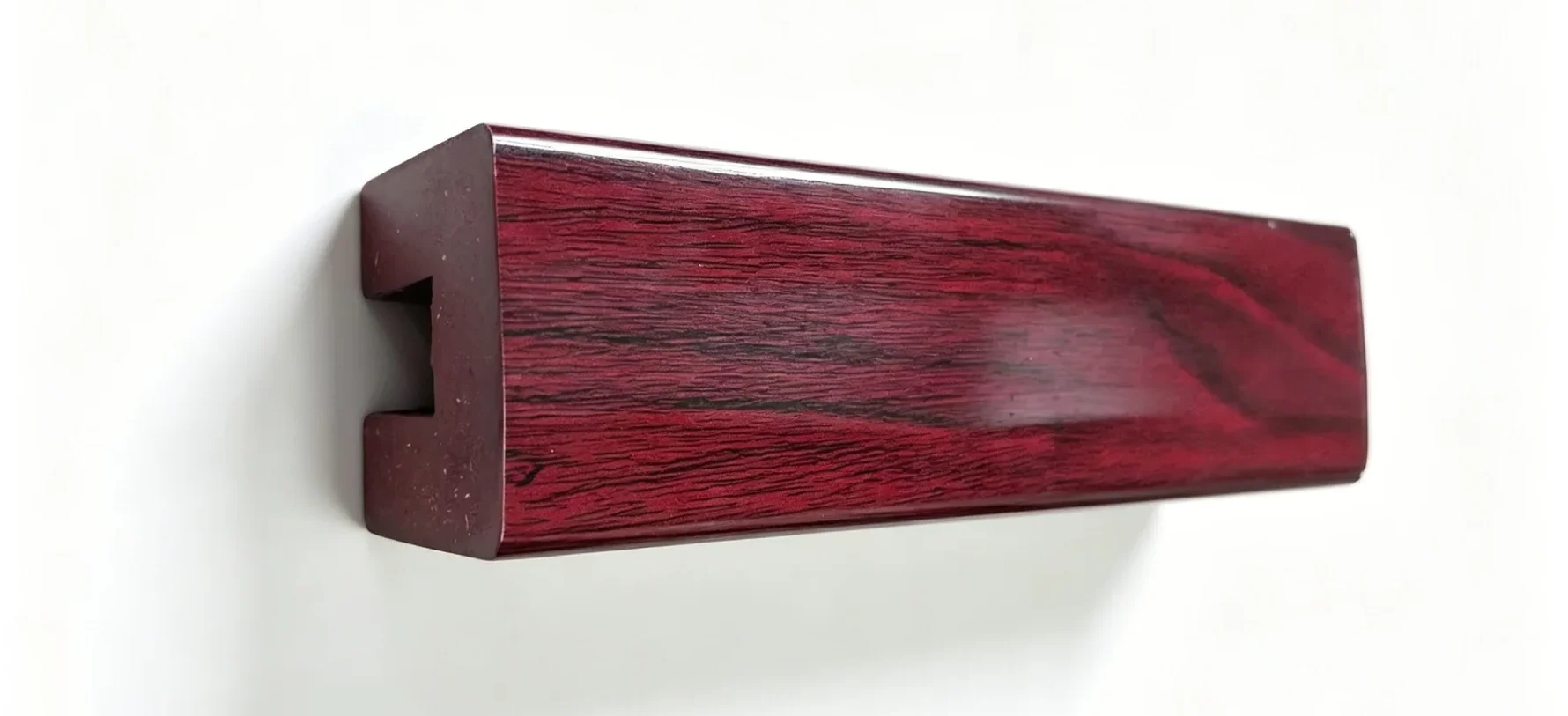 pvc handrails red sandalwood grain U-channel profile for glass staircases