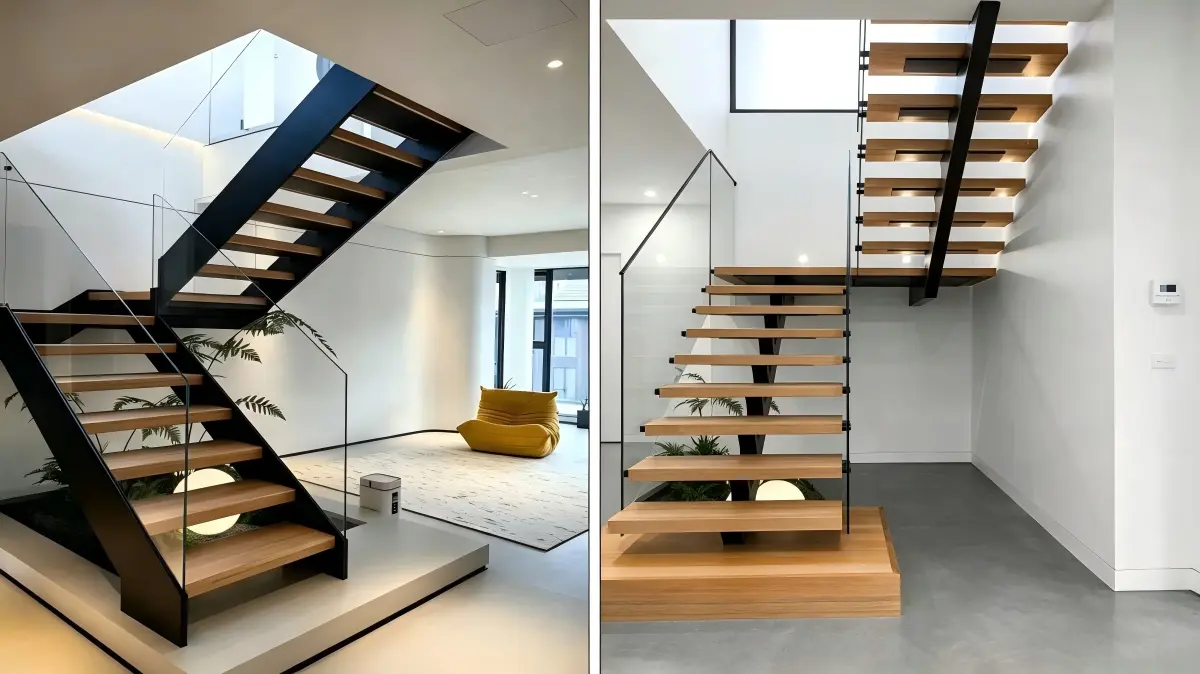 floating stair stringer comparison diagram