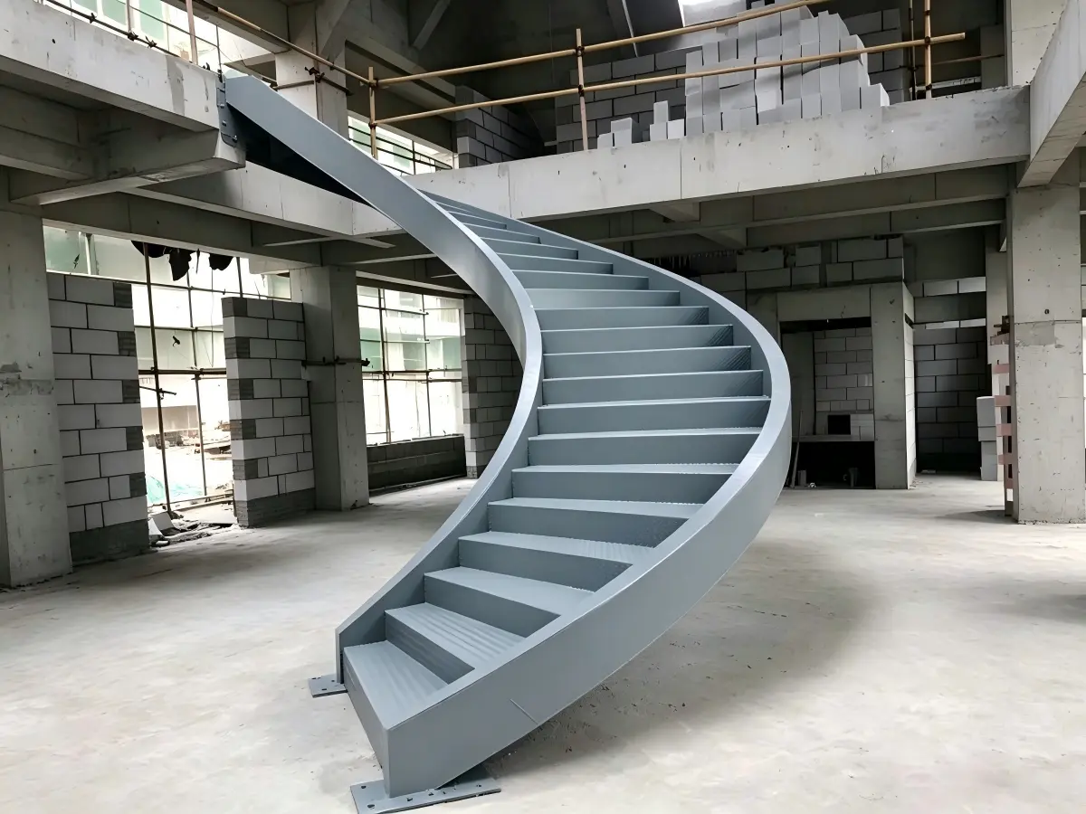 Box section vs bent steel plate comparison for modern staircase