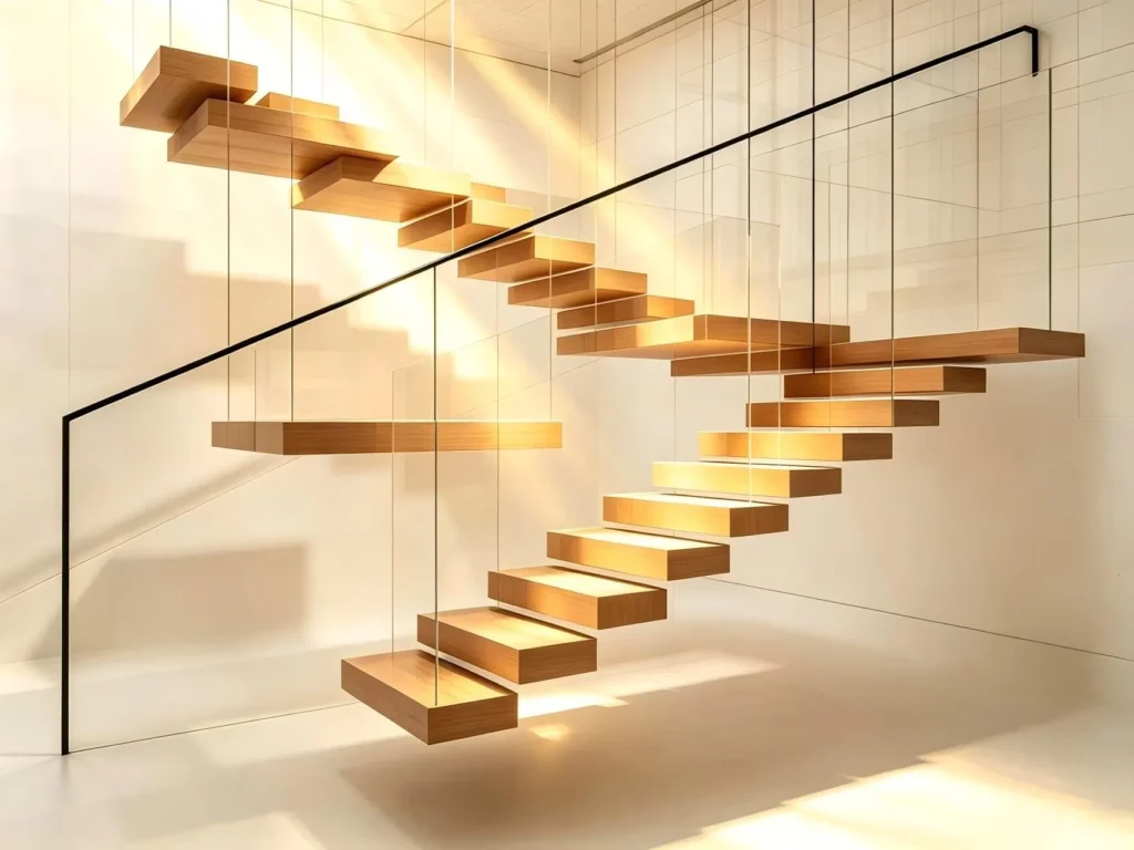 Inspiración de diseño interior para barandillas flotantes modernas